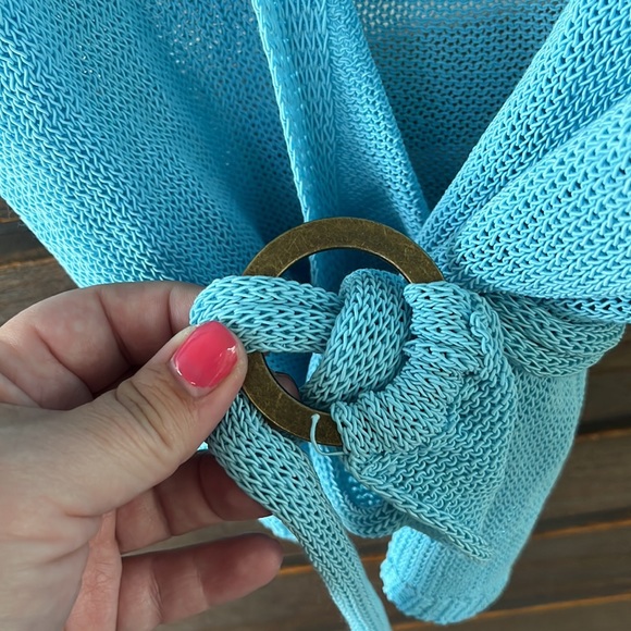 Free People Oh Hello Tie Waist Cardigan Blue - Picture 12 of 16